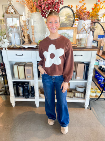 Jodifl Brown Flower Sweater