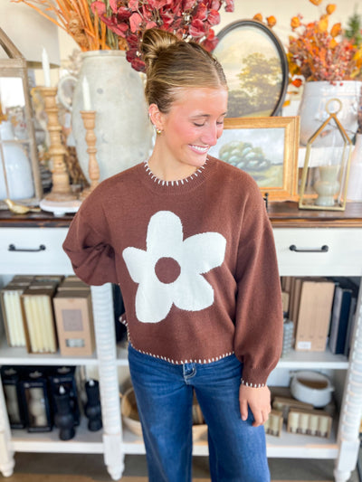 Jodifl Brown Flower Sweater
