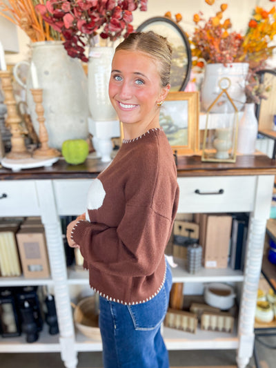 Jodifl Brown Flower Sweater