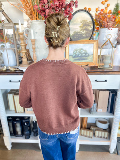 Jodifl Brown Flower Sweater