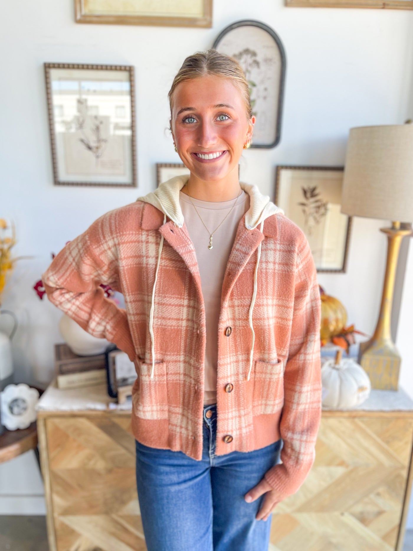 Salmon Plaid Jacket