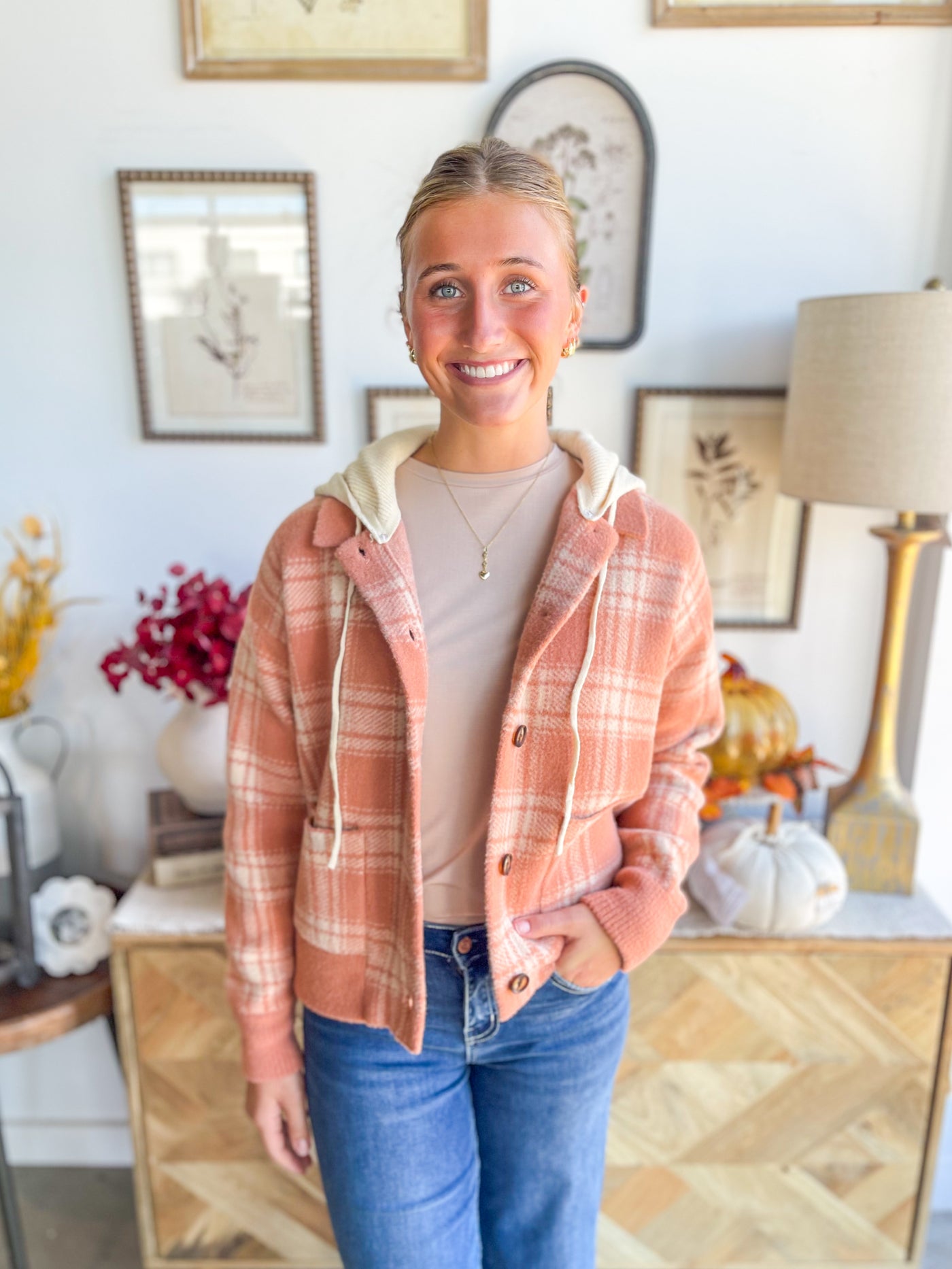Salmon Plaid Jacket