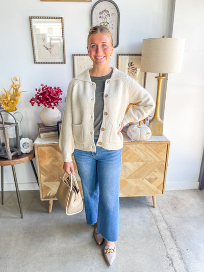 Almond Chunky Sweater Jacket