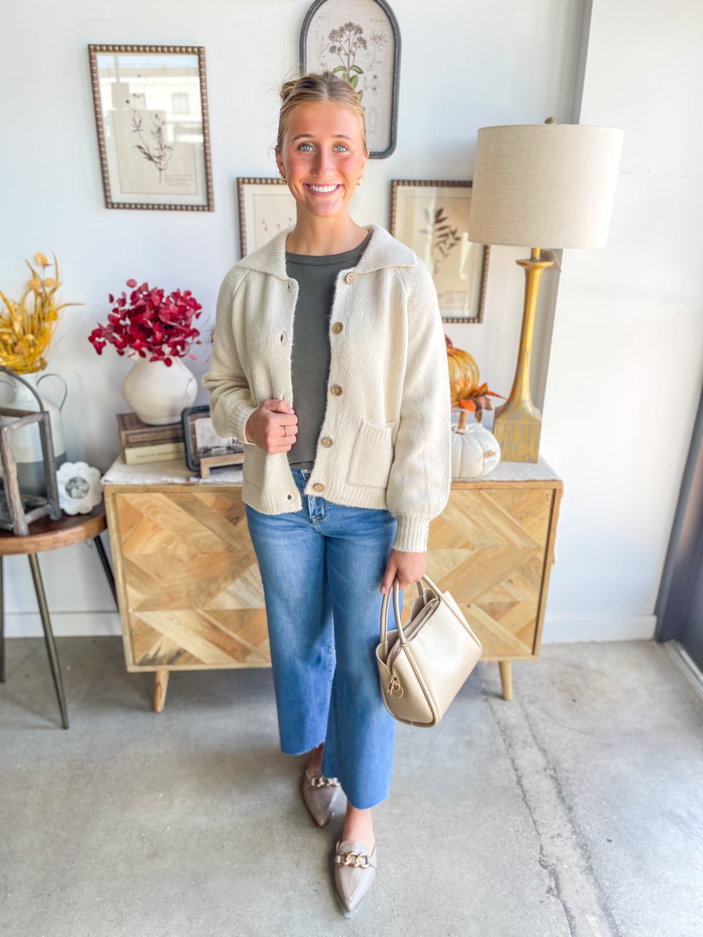 Almond Chunky Sweater Jacket