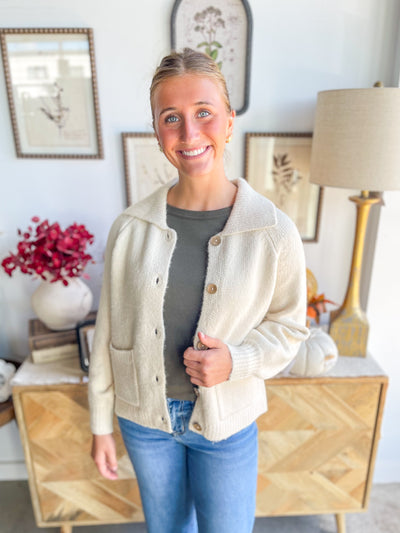Almond Chunky Sweater Jacket