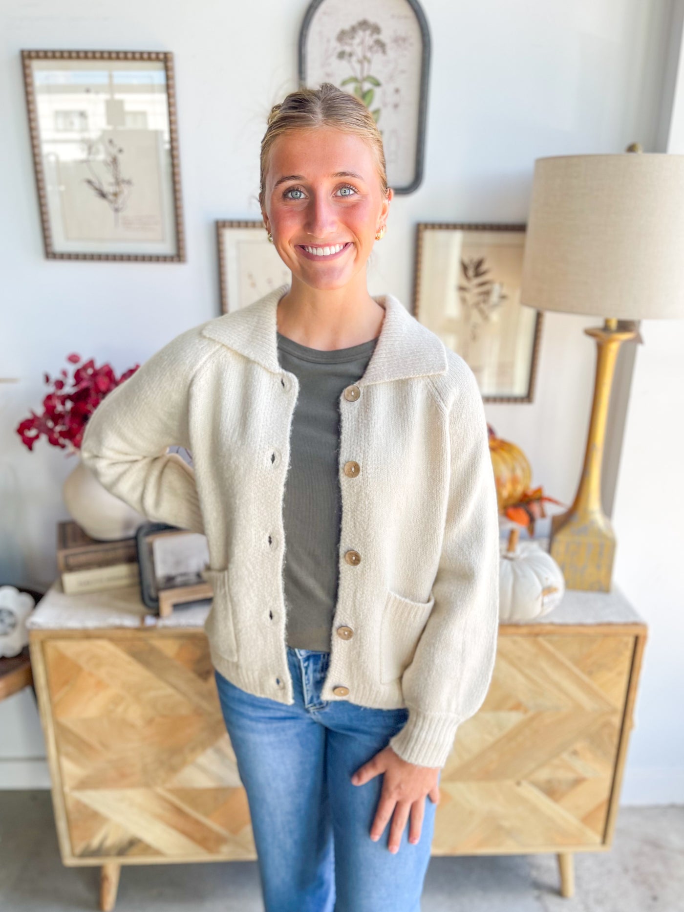 Almond Chunky Sweater Jacket