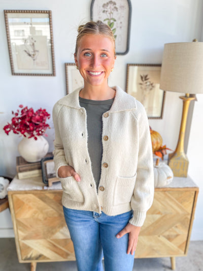Almond Chunky Sweater Jacket
