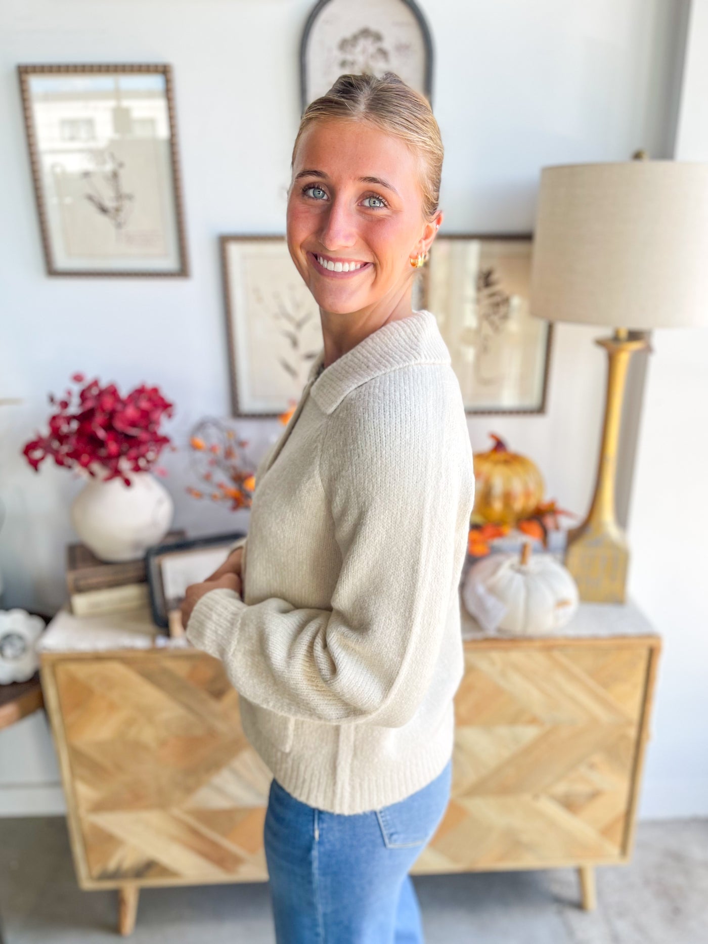 Almond Chunky Sweater Jacket