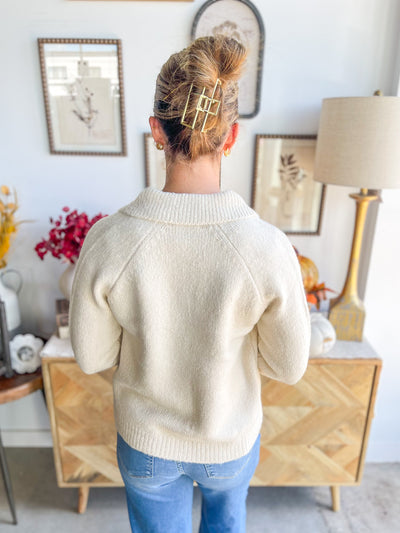 Almond Chunky Sweater Jacket