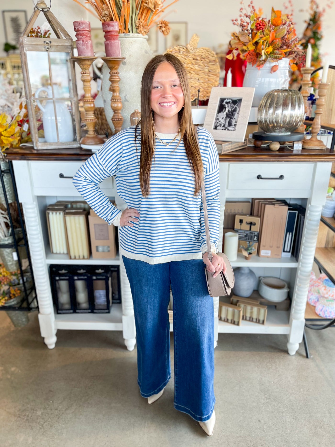 Blue Crewneck Angela Sweater
