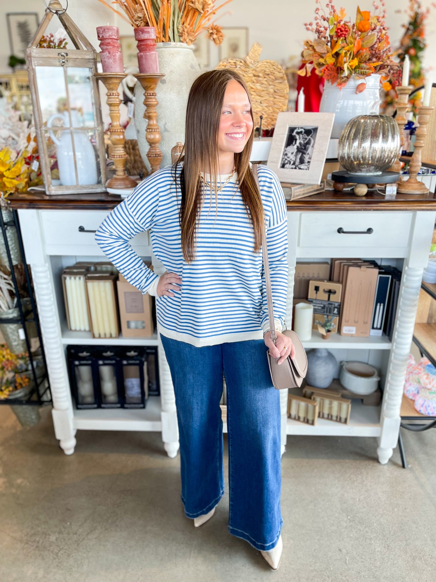 Blue Crewneck Angela Sweater