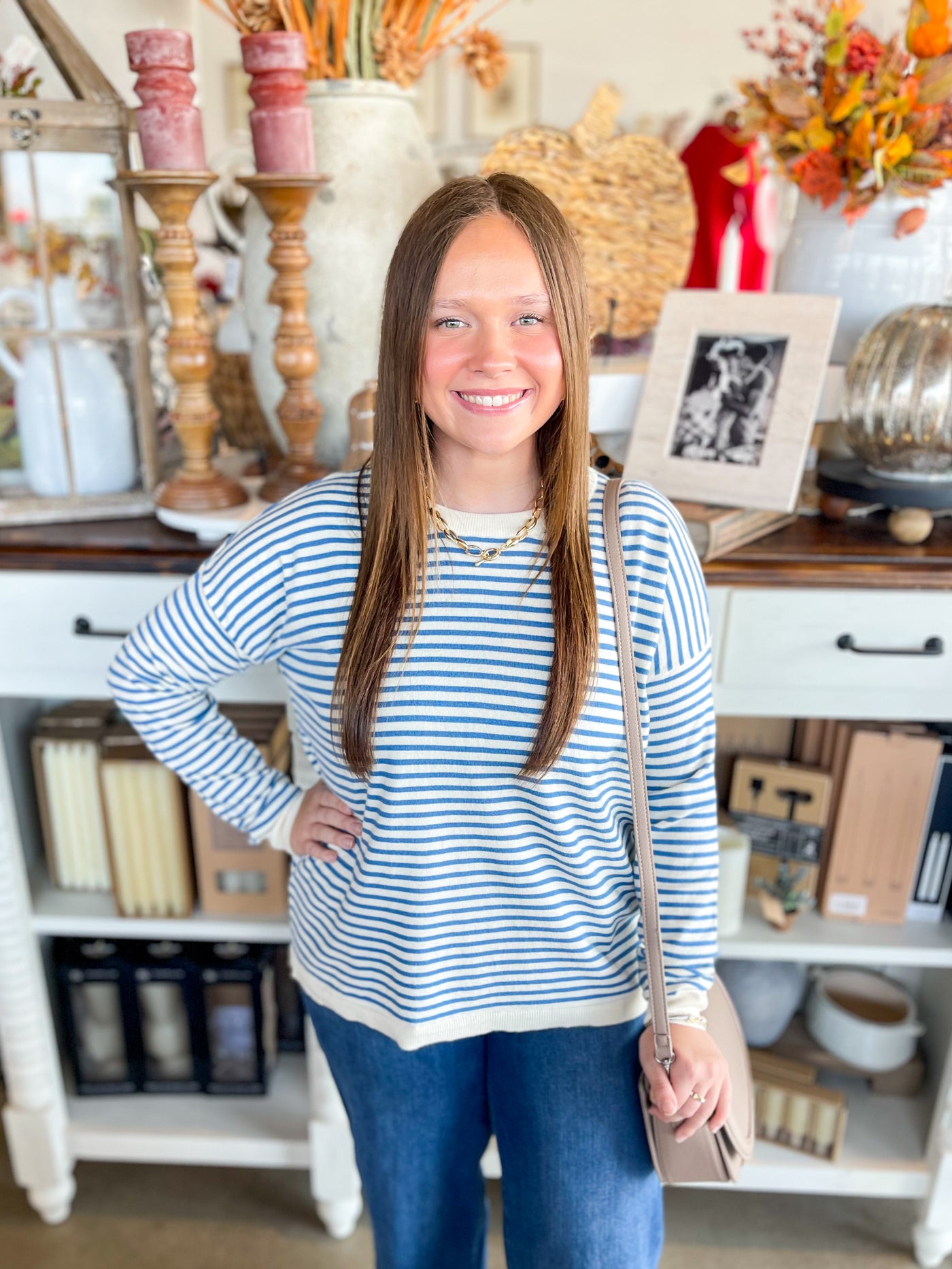 Blue Crewneck Angela Sweater