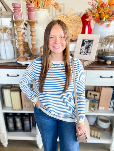 Blue Crewneck Angela Sweater