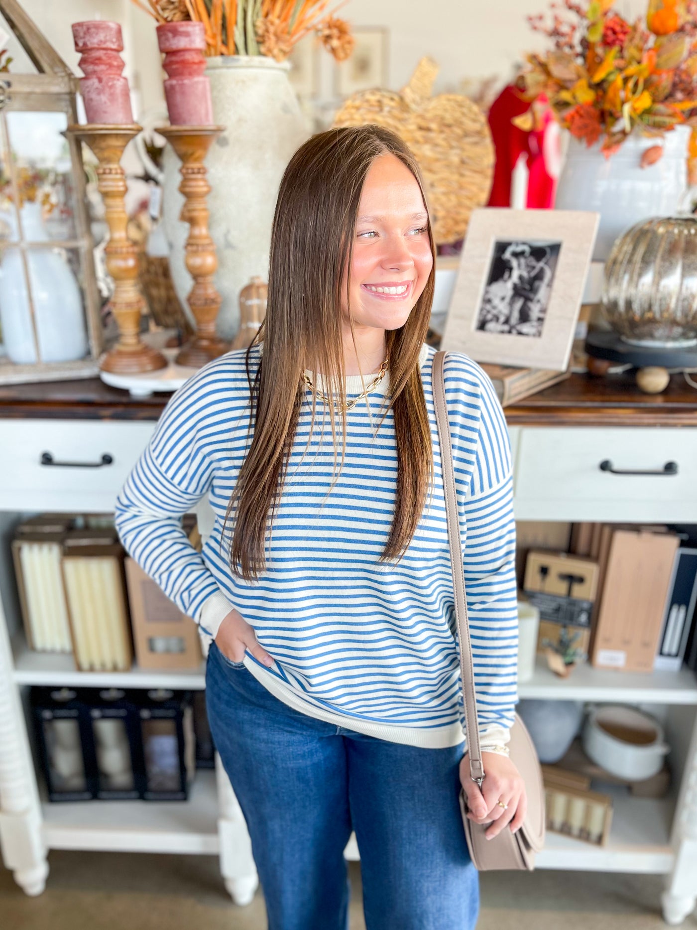 Blue Crewneck Angela Sweater