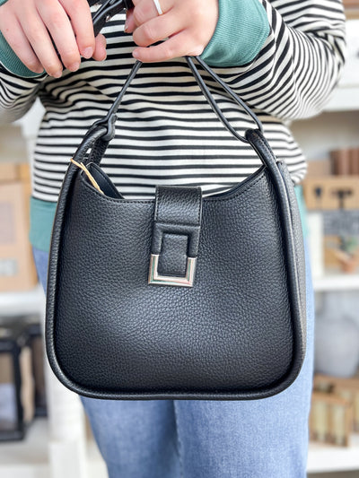 Gemma Black Buckle Detail Crossbody Bag