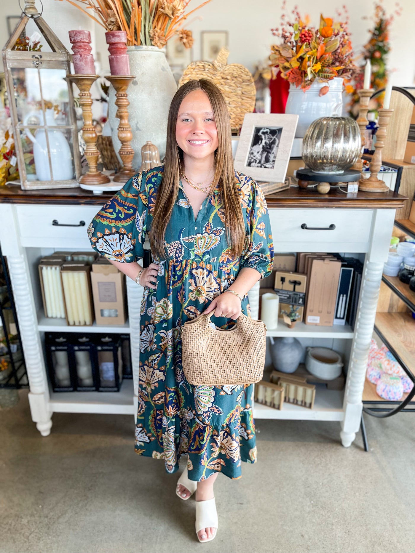 Umgee Teal Lyra Midi Dress