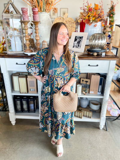 Umgee Teal Lyra Midi Dress