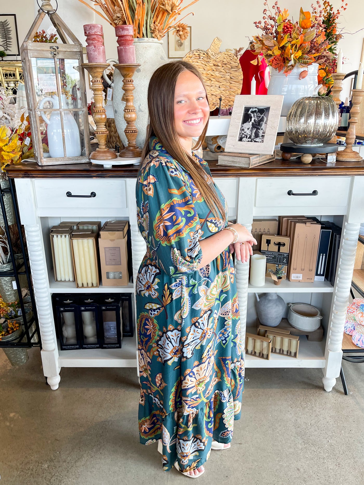 Umgee Teal Lyra Midi Dress