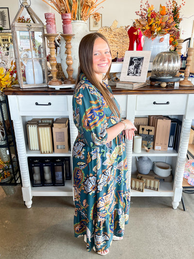 Umgee Teal Lyra Midi Dress