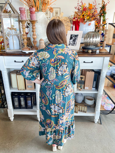 Umgee Teal Lyra Midi Dress