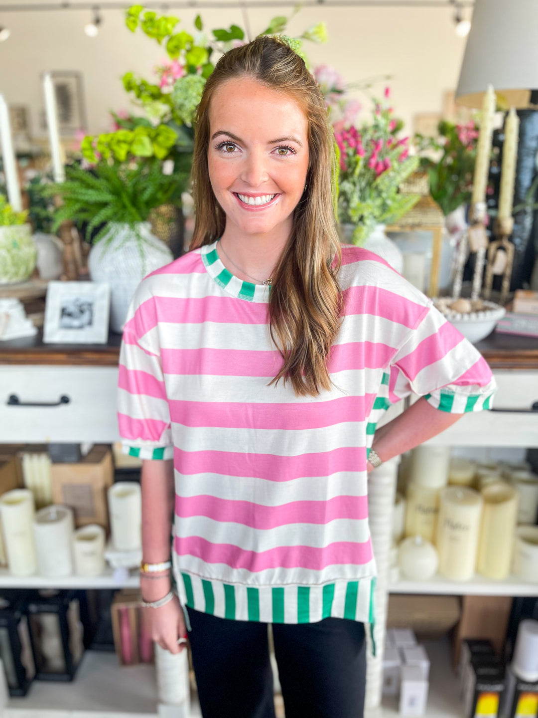 Pink Stripe Contrast Top – Kenzie Parker