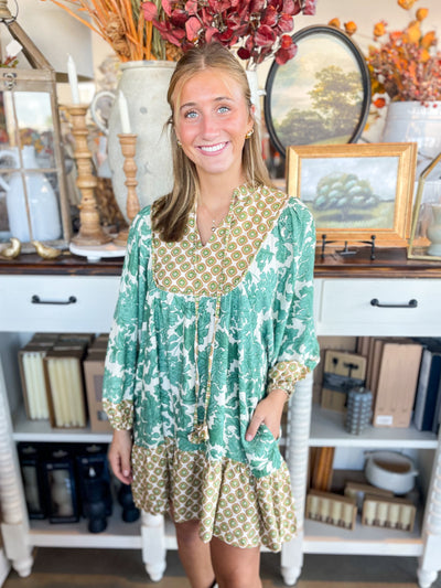 Umgee Green Mix Sailor Dress