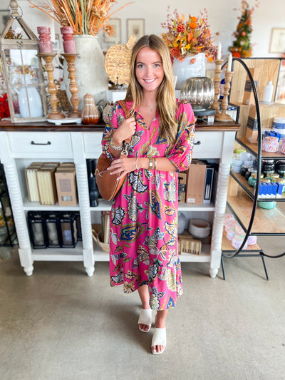 Umgee Pink Lyra Midi Dress