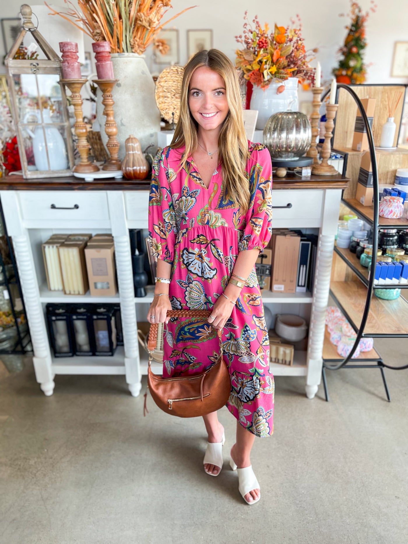 Umgee Pink Lyra Midi Dress