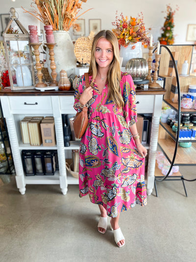Umgee Pink Lyra Midi Dress