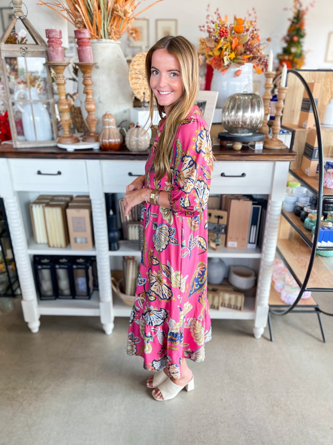 Umgee Pink Lyra Midi Dress