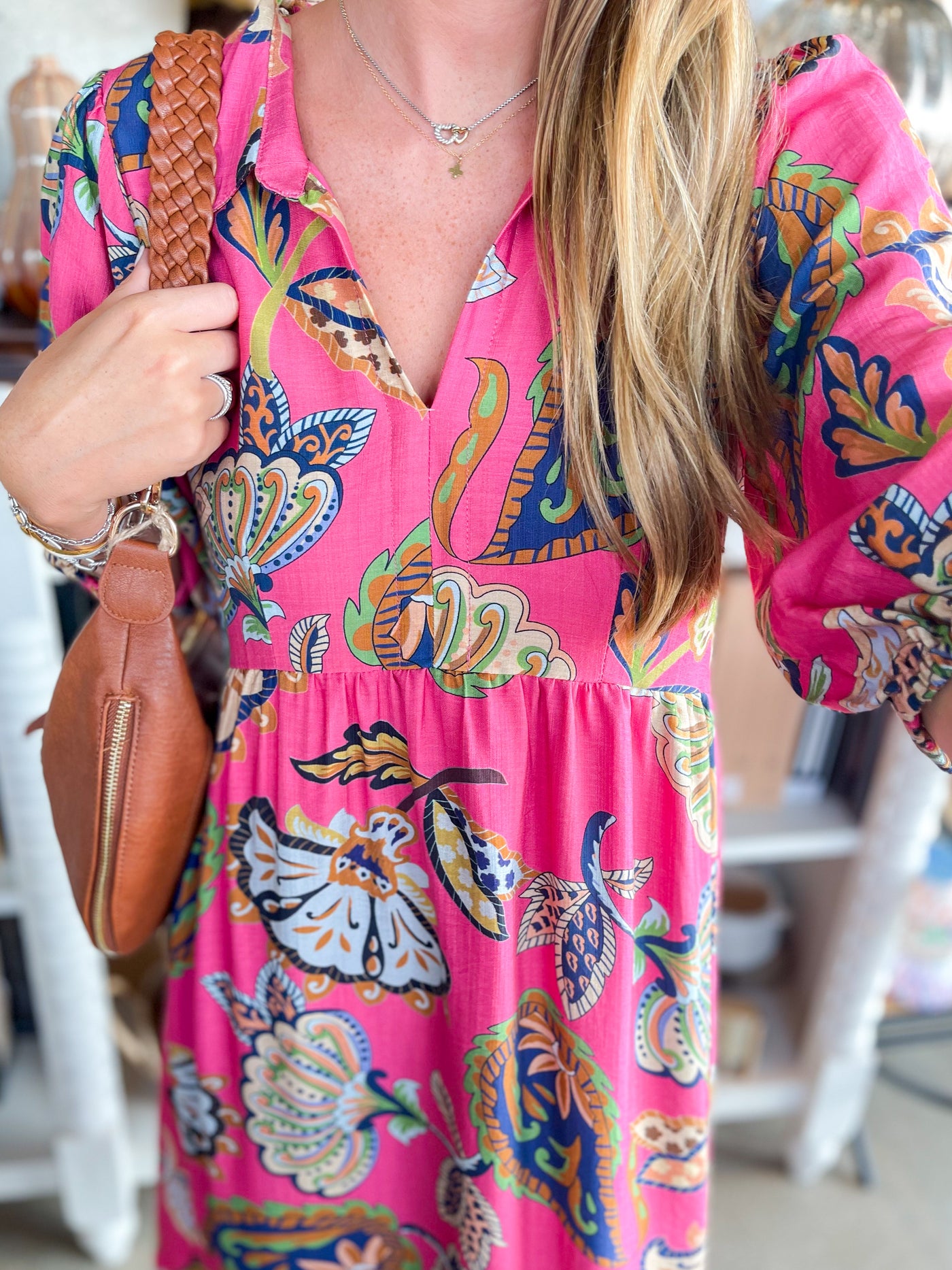 Umgee Pink Lyra Midi Dress