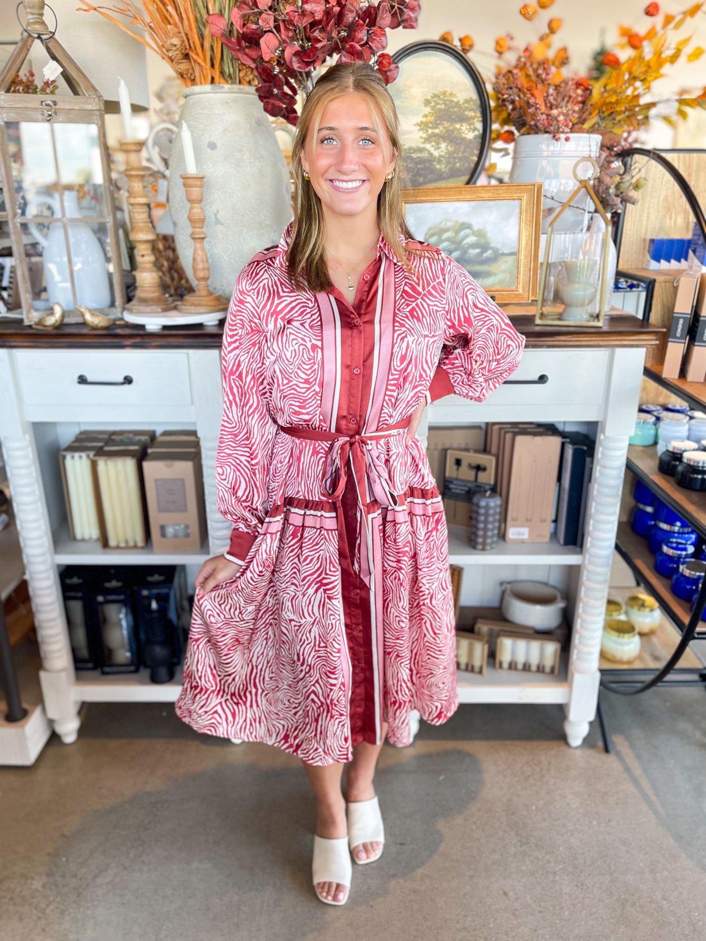 Ivory Multi Satin Kendal Dress