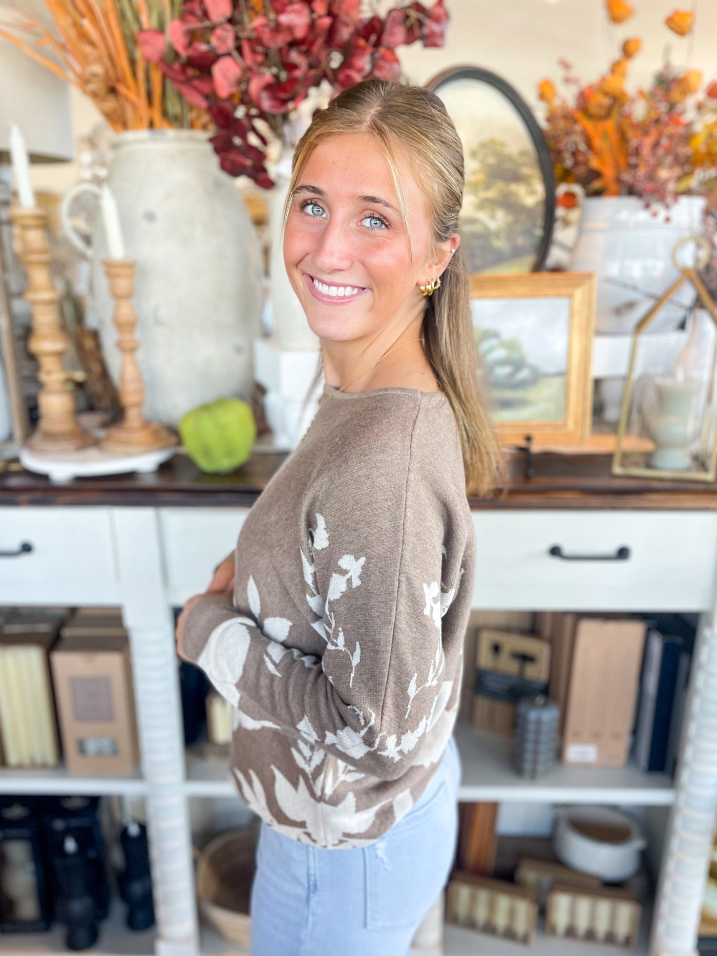 Mocha Floral Ashton Sweater