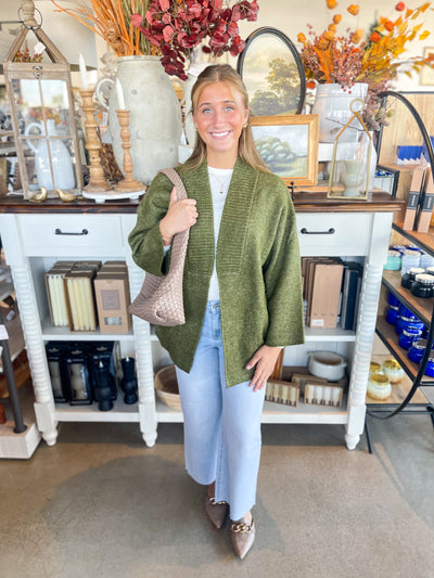 Heathered Slanted Pockets Boyfriend Cardigan