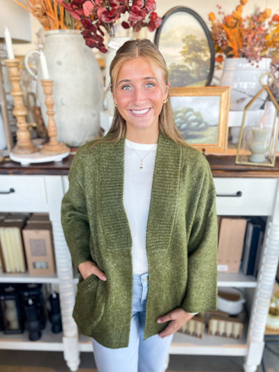 Heathered Slanted Pockets Boyfriend Cardigan