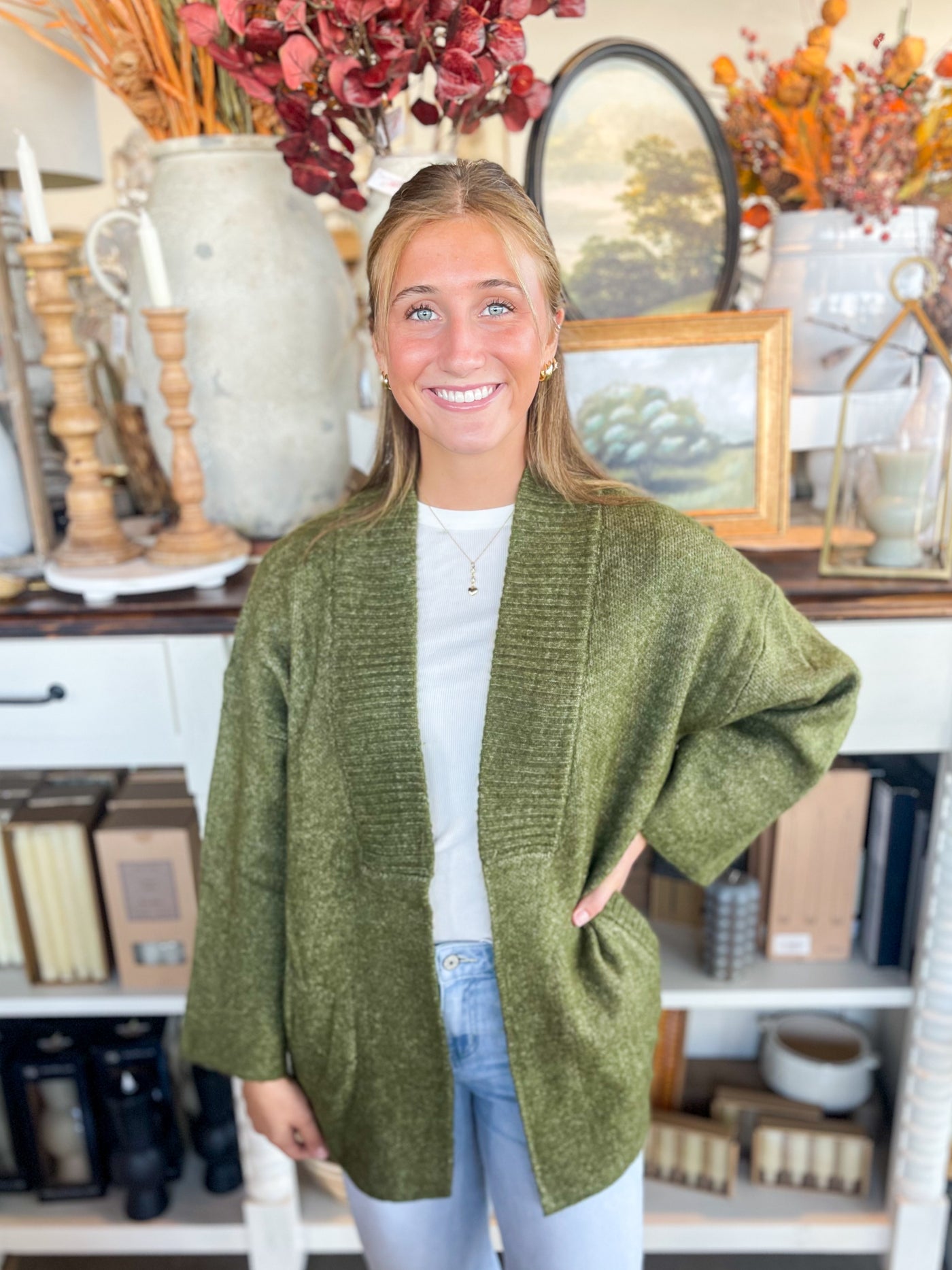 Heathered Slanted Pockets Boyfriend Cardigan