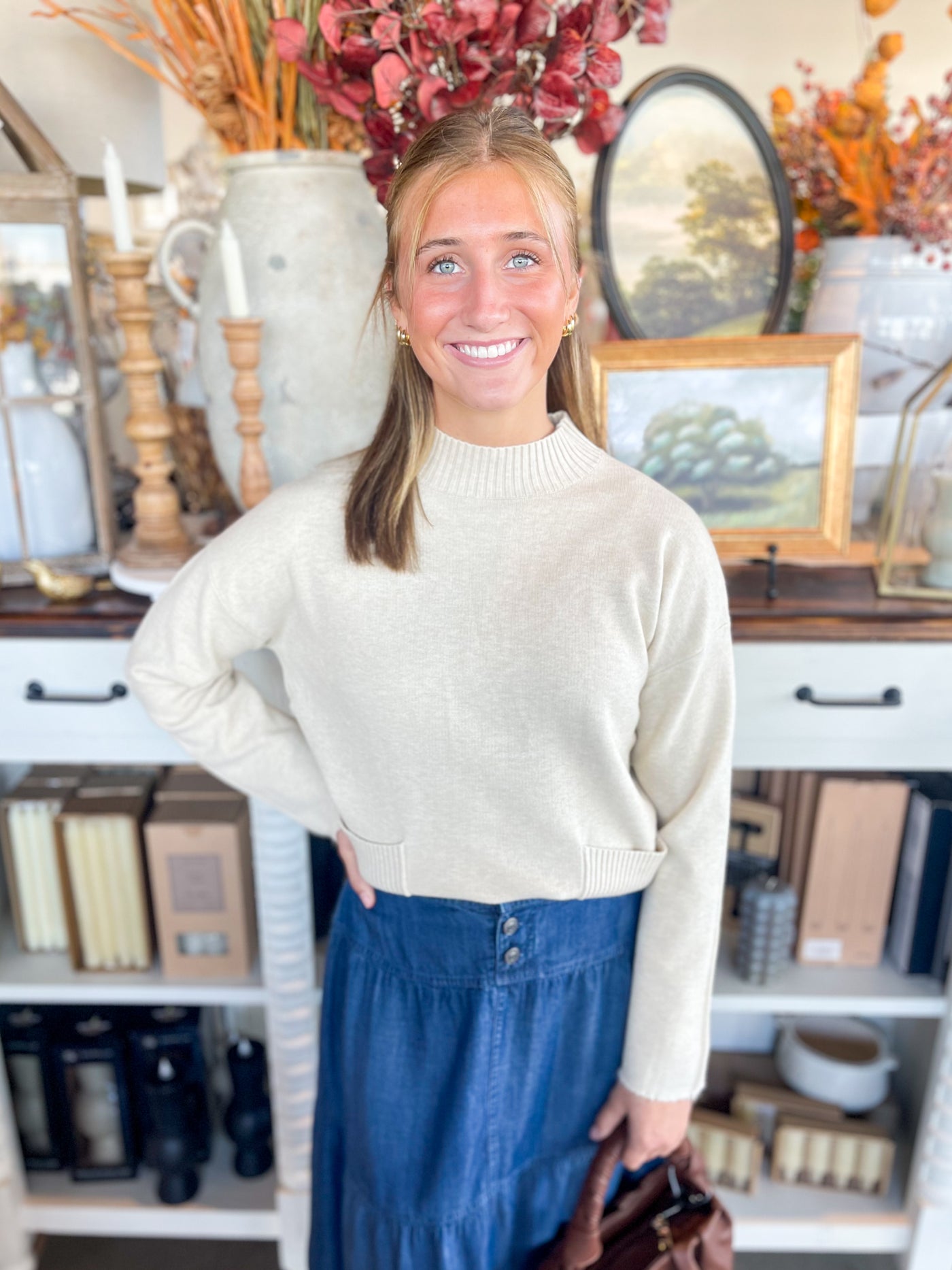 Oatmeal Pinch Sweater