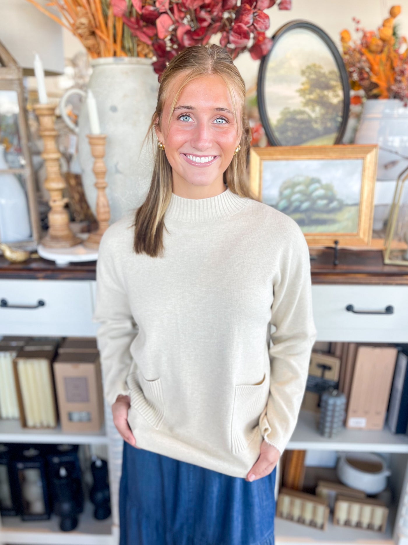 Oatmeal Pinch Sweater