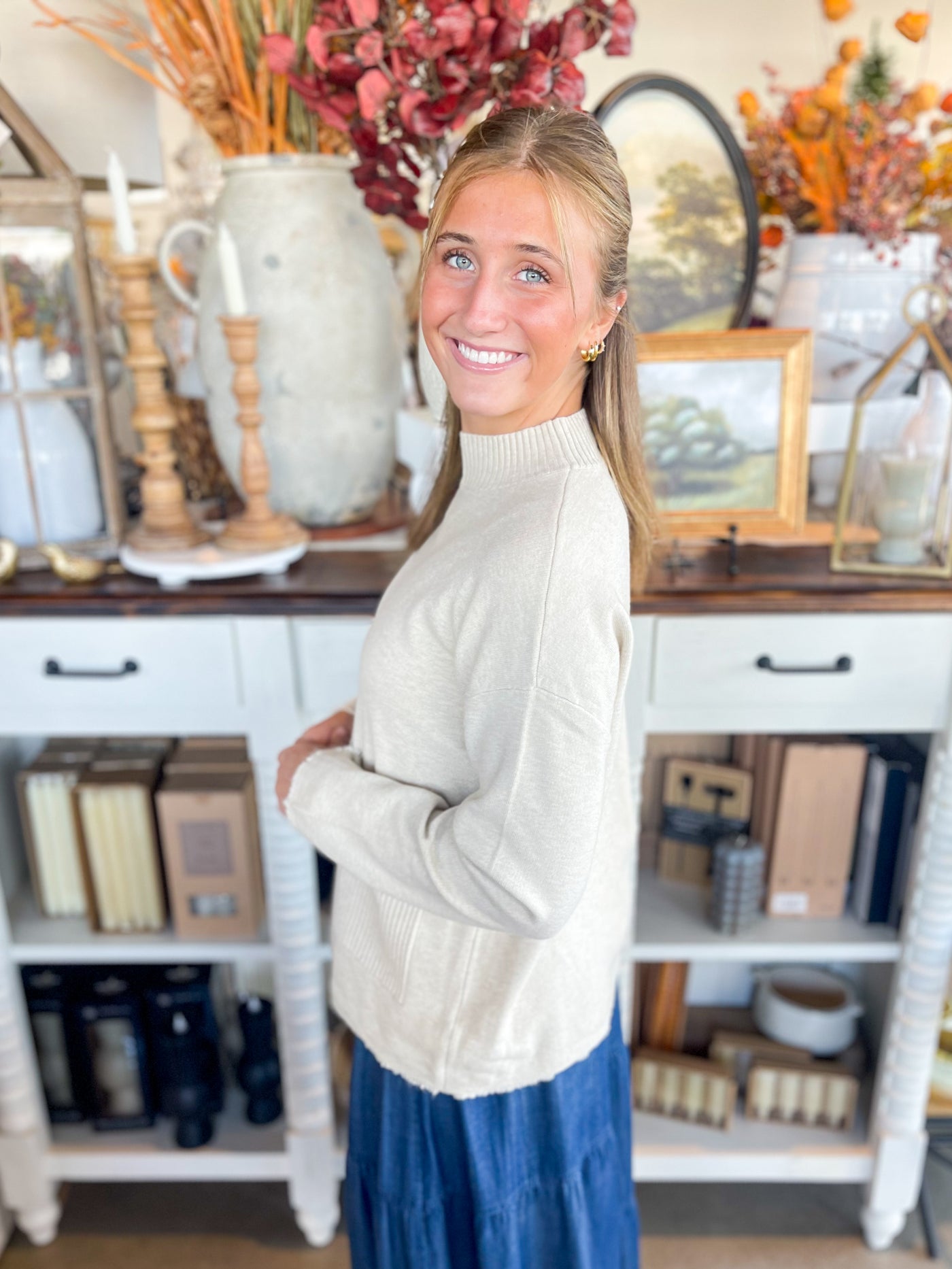 Oatmeal Pinch Sweater