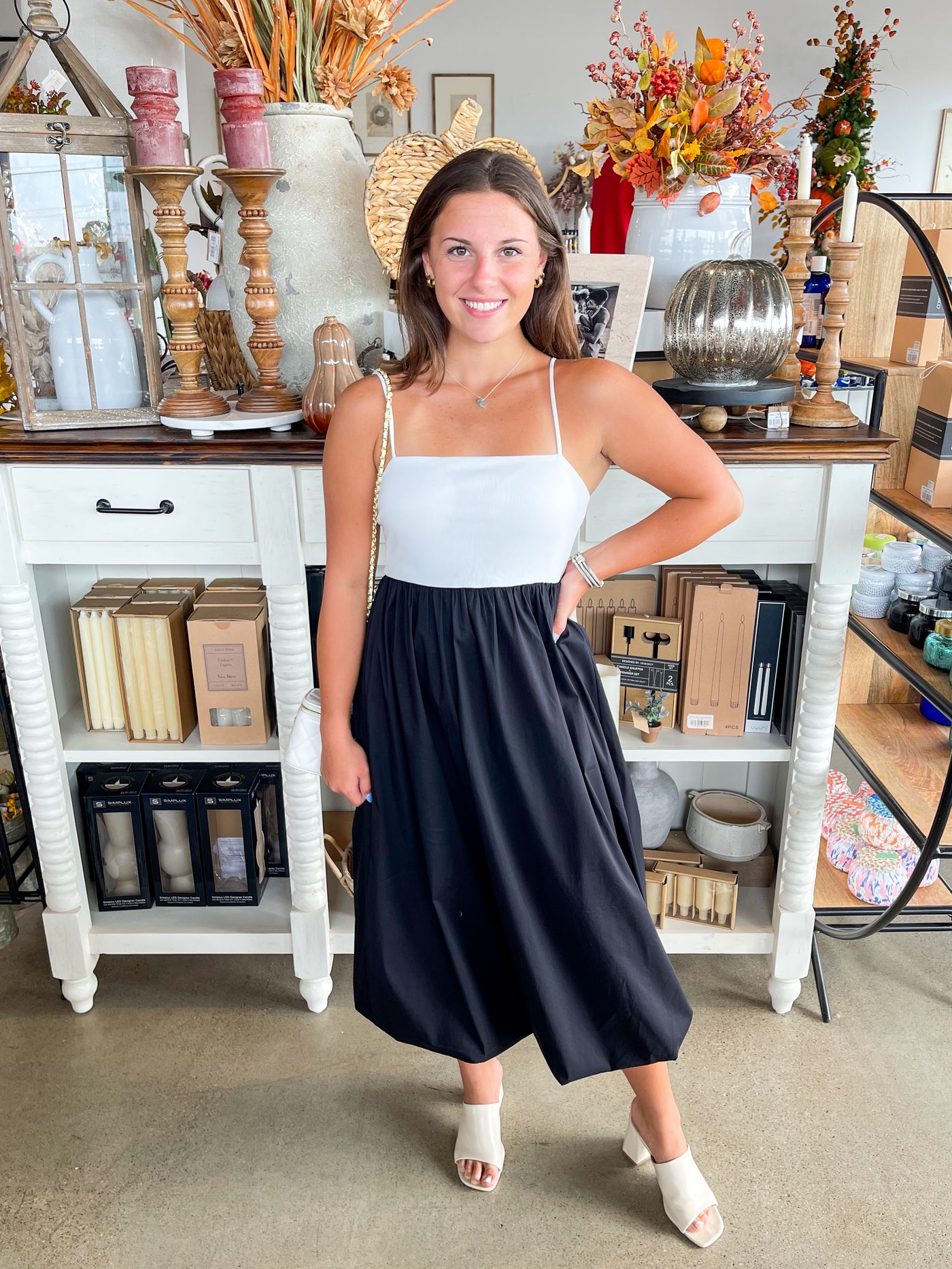 CC Bubble Hem Dress Black/White