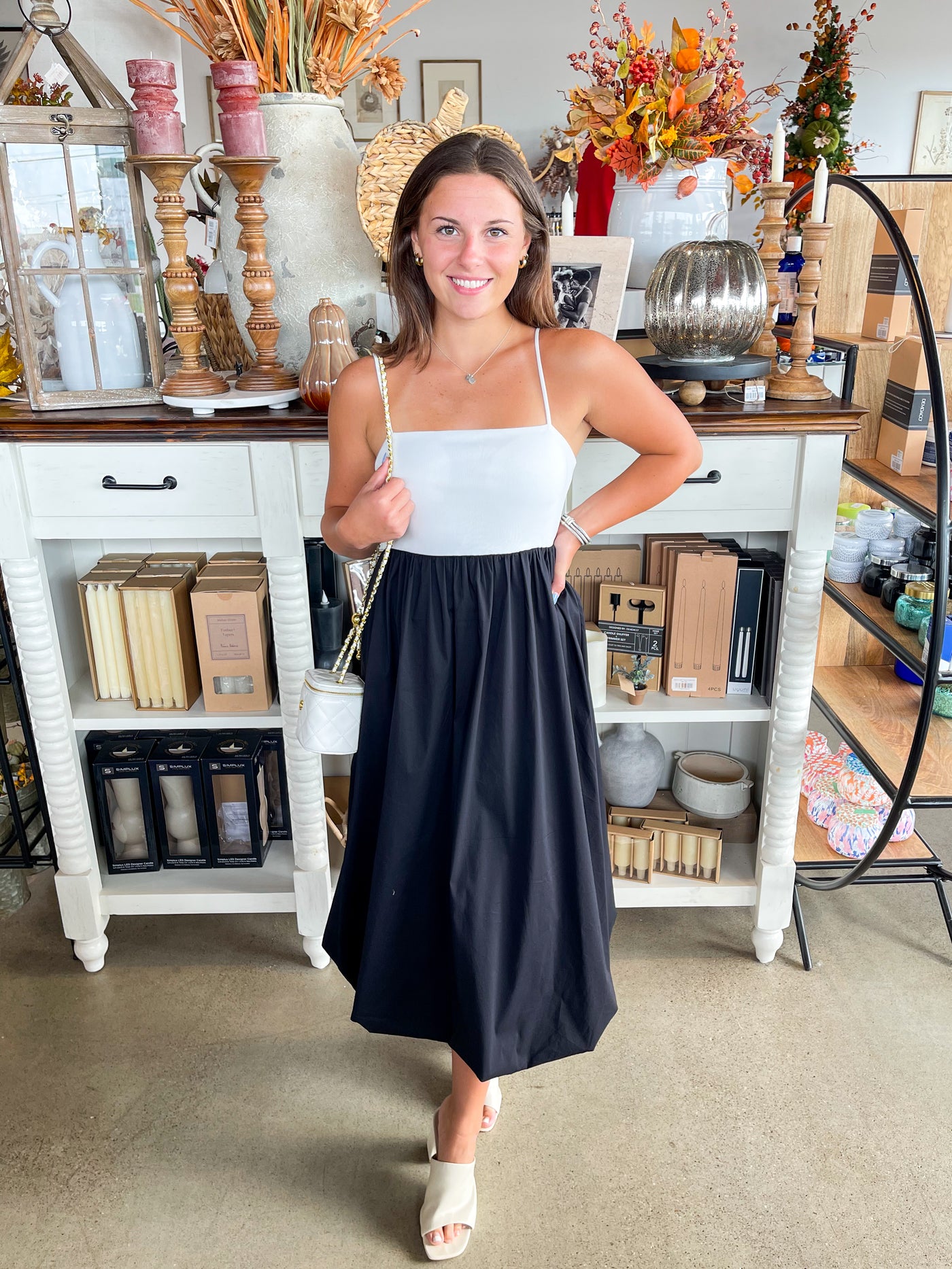 CC Bubble Hem Dress Black/White