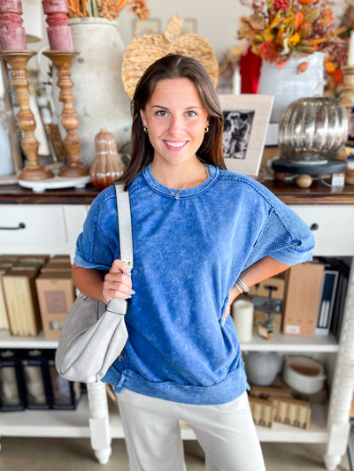 Cobalt Mesh Sleeve Georgia Top