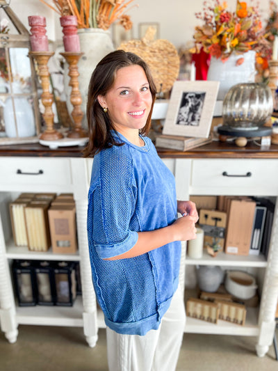 Cobalt Mesh Sleeve Georgia Top
