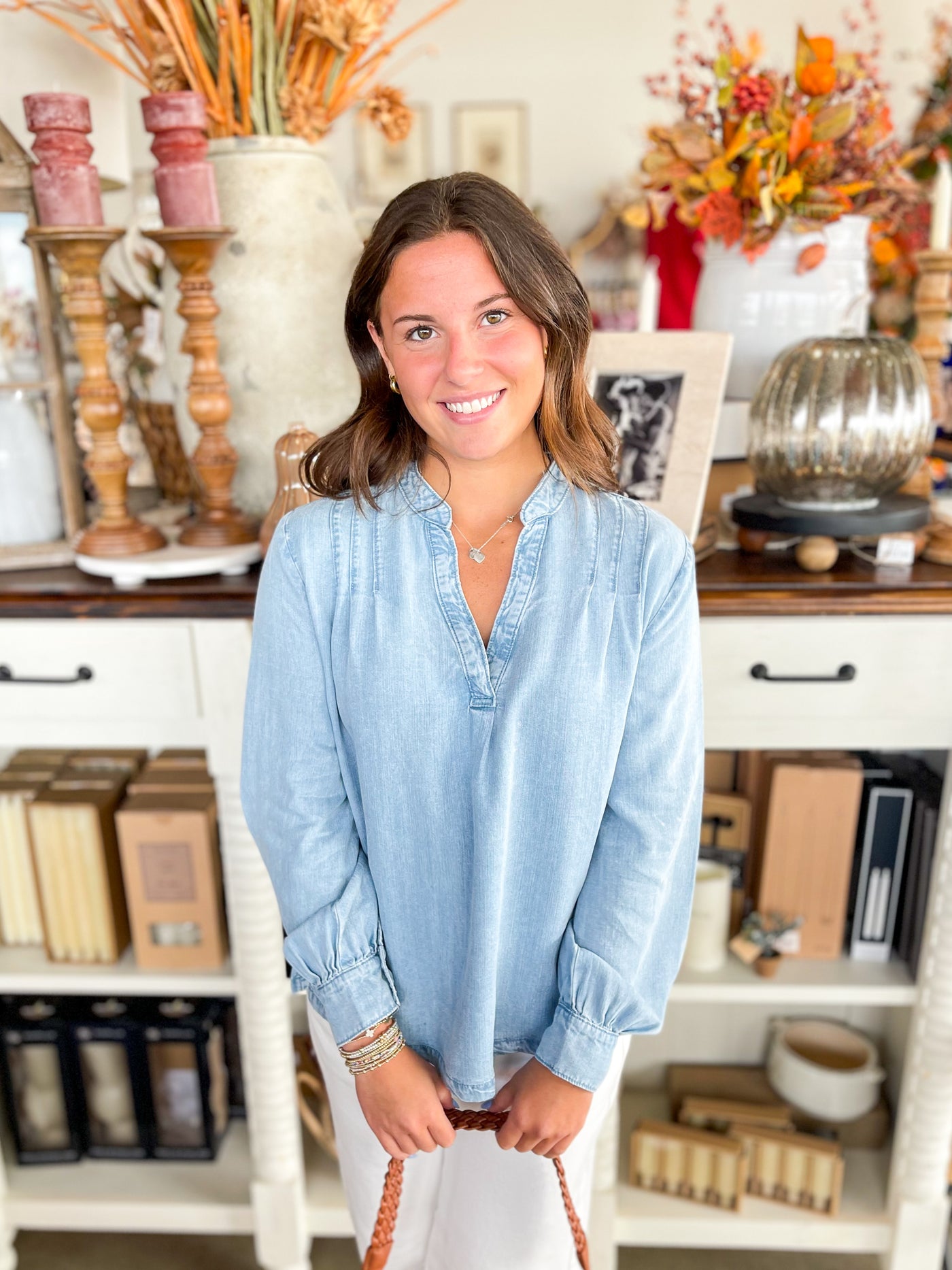 Chambray V-Neck Kerri Top