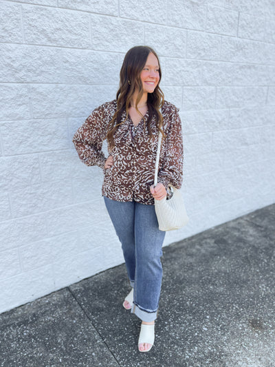 Fate Brown Print Top