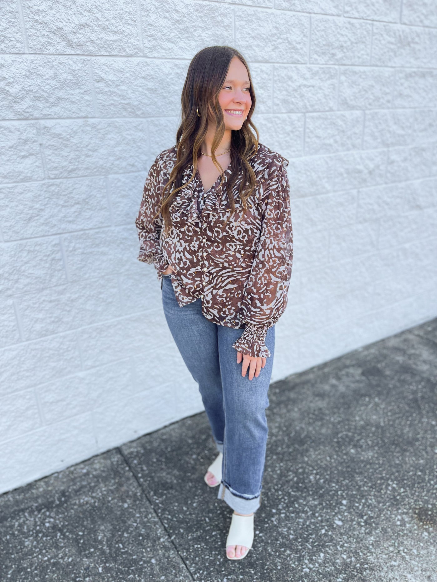 Fate Brown Print Top