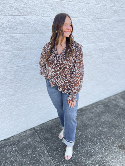 Fate Brown Print Top