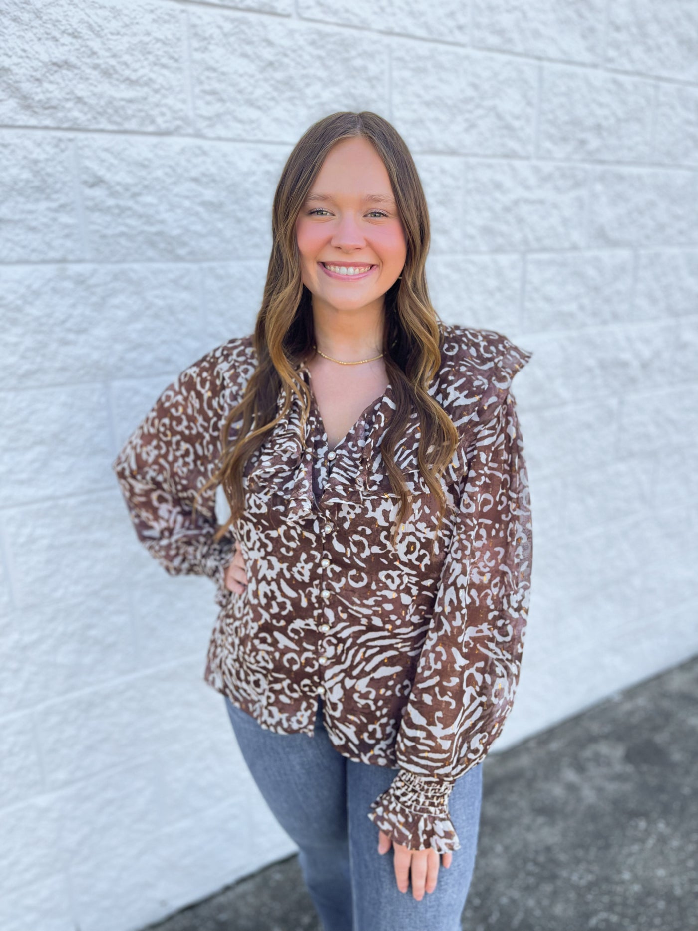 Fate Brown Print Top