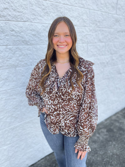 Fate Brown Print Top