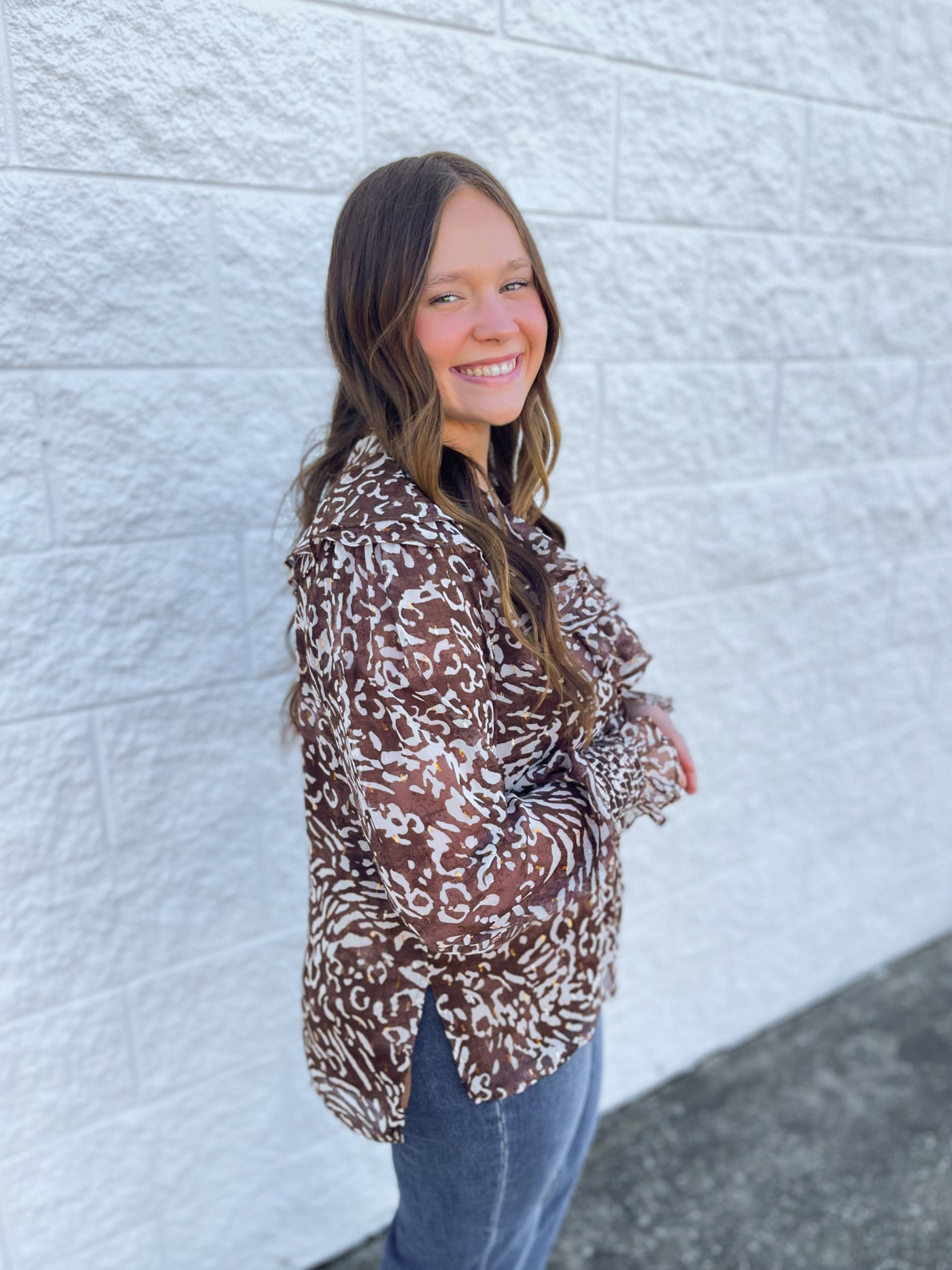 Fate Brown Print Top